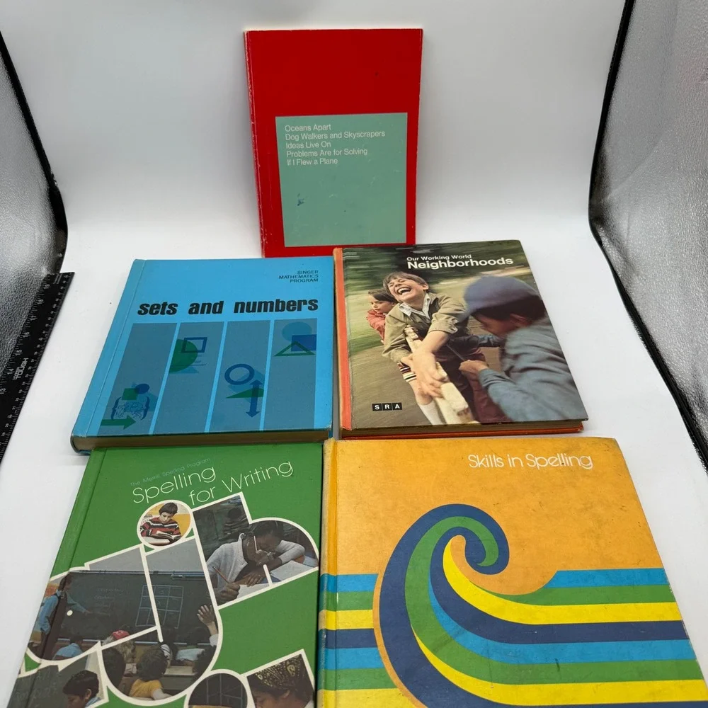 Vintage 1960s 1970s School Textbook Lot SRA Mathematics Spelling Social Studies